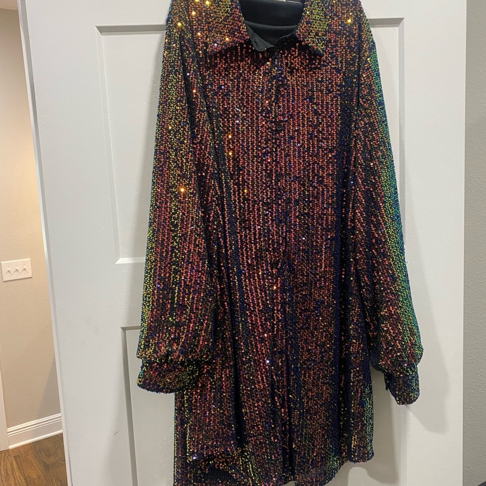 JODIFL Rainbow Sequin Mini Dress